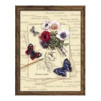 RIOLIS Embellished Counted Cross Stitch Kit Butterflies & Anemones 27.5cm x 37.5cm
