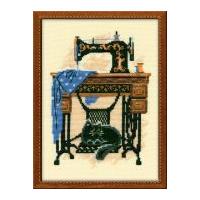 RIOLIS Counted Cross Stitch Kit Cat with Sewing Machine