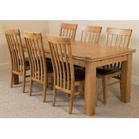 Richmond Oak 200 - 280 cm Extending Dining Table & 6 Harvard Solid Oak Leather Chairs