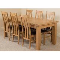 Richmond Oak 200 - 280 cm Extending Dining Table & 6 Princeton Solid Oak Leather Chairs