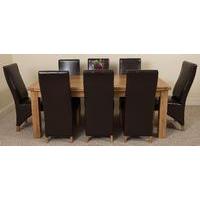 Richmond Oak 200 - 280 cm Extending Dining 8 Brown Lola Leather Chairs