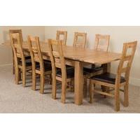 Richmond Oak 200 - 280 cm Extending Dining Table & 8 Yale Solid Oak Leather Chairs