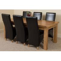 Richmond Oak 200 - 280 cm Extending Dining 6 Black Lola Leather Chairs