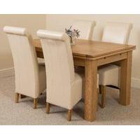 Richmond Oak 140 - 220 cm Extending Dining Table 4 Ivory Montana Chairs