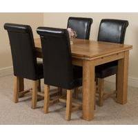 richmond oak 140 220 cm extending dining table 4 black washington chai ...