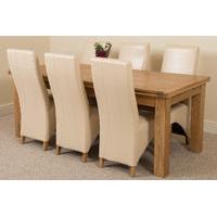 Richmond Oak 200 - 280 cm Extending Dining 6 Ivory Lola Leather Chairs