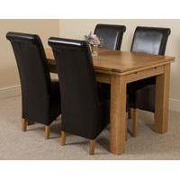 richmond oak 140 220 cm extending dining table 4 black montana chairs