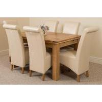 Richmond Oak 140 - 220 cm Extending Dining Table 6 Ivory Montana Chairs