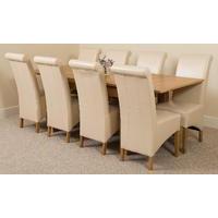 Richmond Oak 140 - 220 cm Extending Dining Table 8 Ivory Montana Chairs