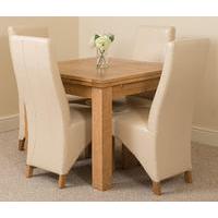 richmond oak 90 150 cm extending dining table 4 ivory lola leather cha ...