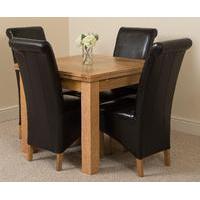 richmond oak 90 150 cm extending dining table 4 black montana chairs