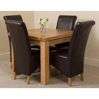 Richmond Oak 90 - 150 cm Extending Dining Table 4 Brown Montana Chairs