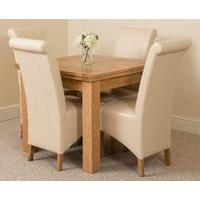 richmond oak 90 150 cm extending dining table 4 ivory montana chairs