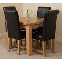 Richmond Oak 90 - 150 cm Extending Dining Table 4 Black Washington Chairs