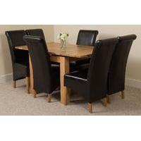 richmond oak 90 150 cm extending dining table 6 black montana chairs