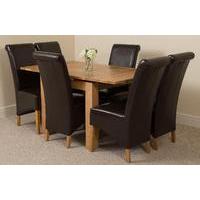 richmond oak 90 150 cm extending dining table 6 brown montana chairs