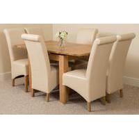 Richmond Oak 90 - 150 cm Extending Dining Table 6 Ivory Montana Chairs