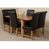 richmond oak 90 150 cm extending dining table 6 black washington chair ...