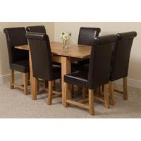 Richmond Oak 90 - 150 cm Extending Dining Table 6 Brown Washington Chairs