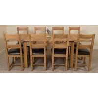 Richmond Oak 140 - 220 cm Extending Dining Table with 8 Lincoln