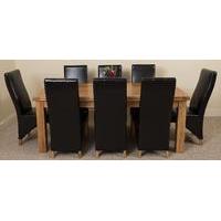 Richmond Oak 200 - 280 cm Extending Dining 8 Black Lola Leather Chairs