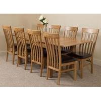 Richmond Oak 140 - 220cm Extending Dining Table & 8 Harvard Solid Oak Leather Chairs
