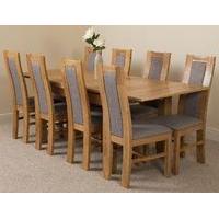 Richmond Oak 140 - 220cm Extending Dining Table & 8 Stanford Solid Oak Fabric Chairs