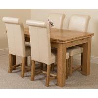 Richmond Oak 140 - 220 cm Extending Dining Table 4 Ivory Washngton Chairs