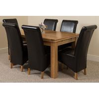 richmond oak 140 220 cm extending dining table 6 black montana chairs