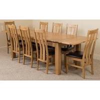 Richmond Oak 200 - 280 cm Extending Dining Table & 8 Princeton Solid Oak Leather Chairs