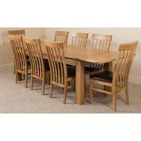 Richmond Oak 200 - 280 cm Extending Dining Table & 8 Harvard Solid Oak Leather Chairs