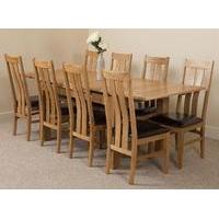 Richmond Oak 140 - 220cm Extending Dining Table & 8 Princeton Solid Oak Leather Chairs
