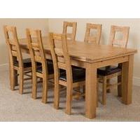 Richmond Oak 200 - 280 cm Extending Dining Table & 6 Yale Solid Oak Leather Chairs