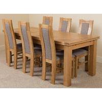 Richmond Oak 200 - 280 cm Extending Dining Table & 6 Stanford Solid Oak Fabric Chairs