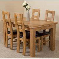 Richmond Oak 140 - 220cm Extending Dining Table & 4 Yale Solid Oak Leather Chairs