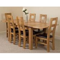 Richmond Oak 140 - 220cm Extending Dining Table & 6 Yale Solid Oak Leather Chairs