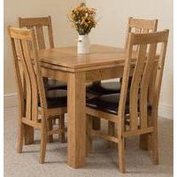 Richmond Oak 90 - 150 cm Extending Dining Table & 4 Princeton Solid Oak Leather Chairs
