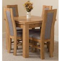 Richmond Oak 90 - 150 cm Extending Dining Table & 4 Stanford Solid Oak Fabric Chairs