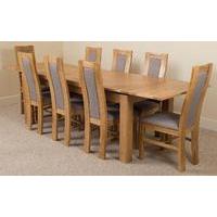 Richmond Oak 200 - 280 cm Extending Dining Table & 8 Stanford Solid Oak Fabric Chairs