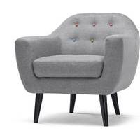 Ritchie Armchair, Pearl Grey with Rainbow Buttons