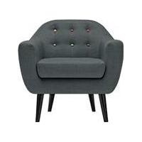 Ritchie Armchair, Anthracite Grey with Rainbow Buttons