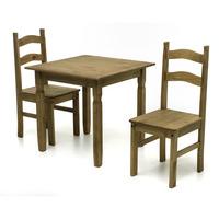 Rio Square Dining Set with 2 chairs Pine