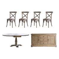 Riviera Extending Table, 4 Chairs and Sideboard Set