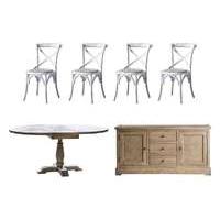 Riviera Extending Table, 4 Chairs and Sideboard Set