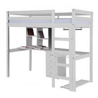 rimini long high sleeper student set with 4 drawer bedside whitewash