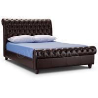richmond brown faux leather bed frame double richmond brown faux leath ...