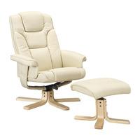 Ringsted Recliner Leather Armchair and Footstool Cream