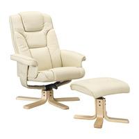 ringsted recliner leather armchair and footstool cream