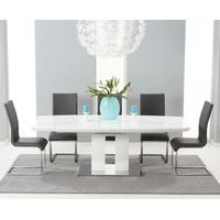 richmond 180cm white high gloss extending dining table with malaga cha ...