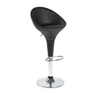 Riley High Back Bar Stool In Black Faux Leather And Chrome Base